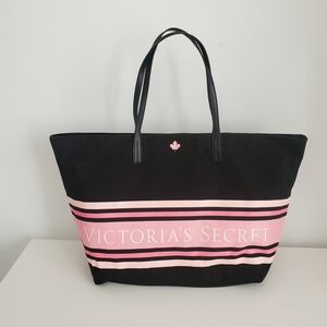 Victoria's Secret Black and Pink Tote Bag